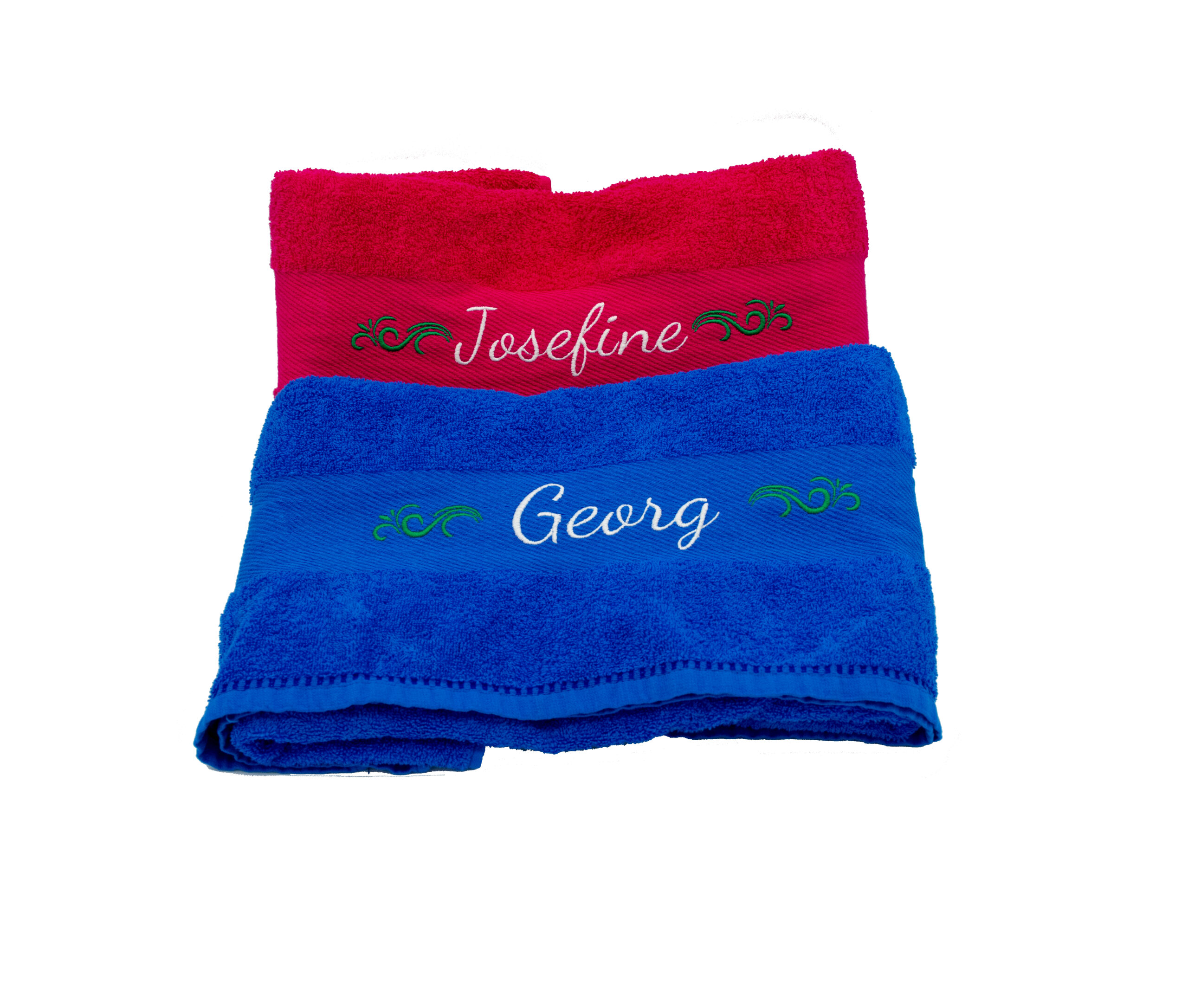 Handtuch-blau-rot-bestickung-namen-aewerbetechnik Handtuch inklusive Namensbestickung