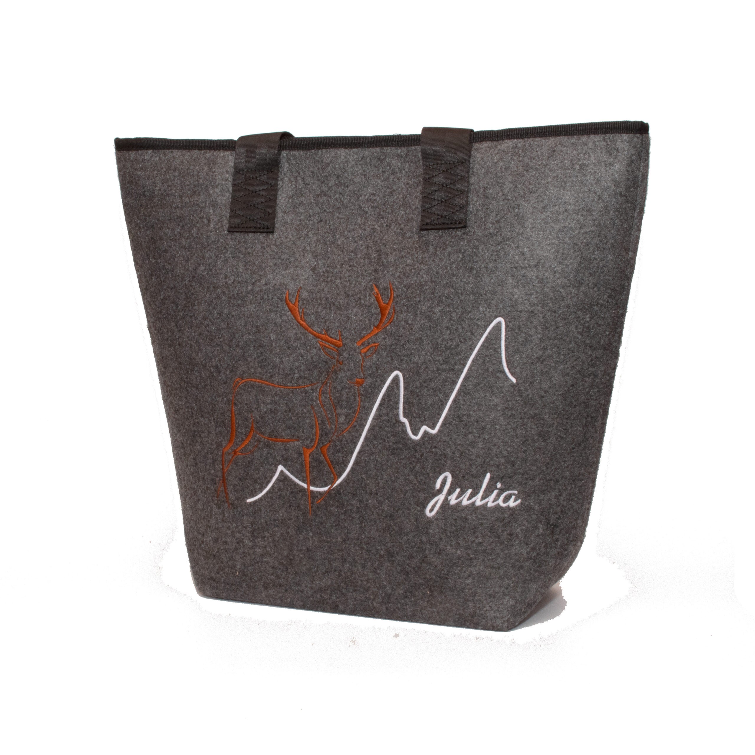 Handtasche-filz-Hirsch-grau-modern Handtasche-filz-Hirsch-grau-modern