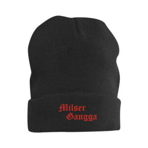 Wintermütze Milser Gangga in Schwarz mit Gangga-Logo, Vorderansicht