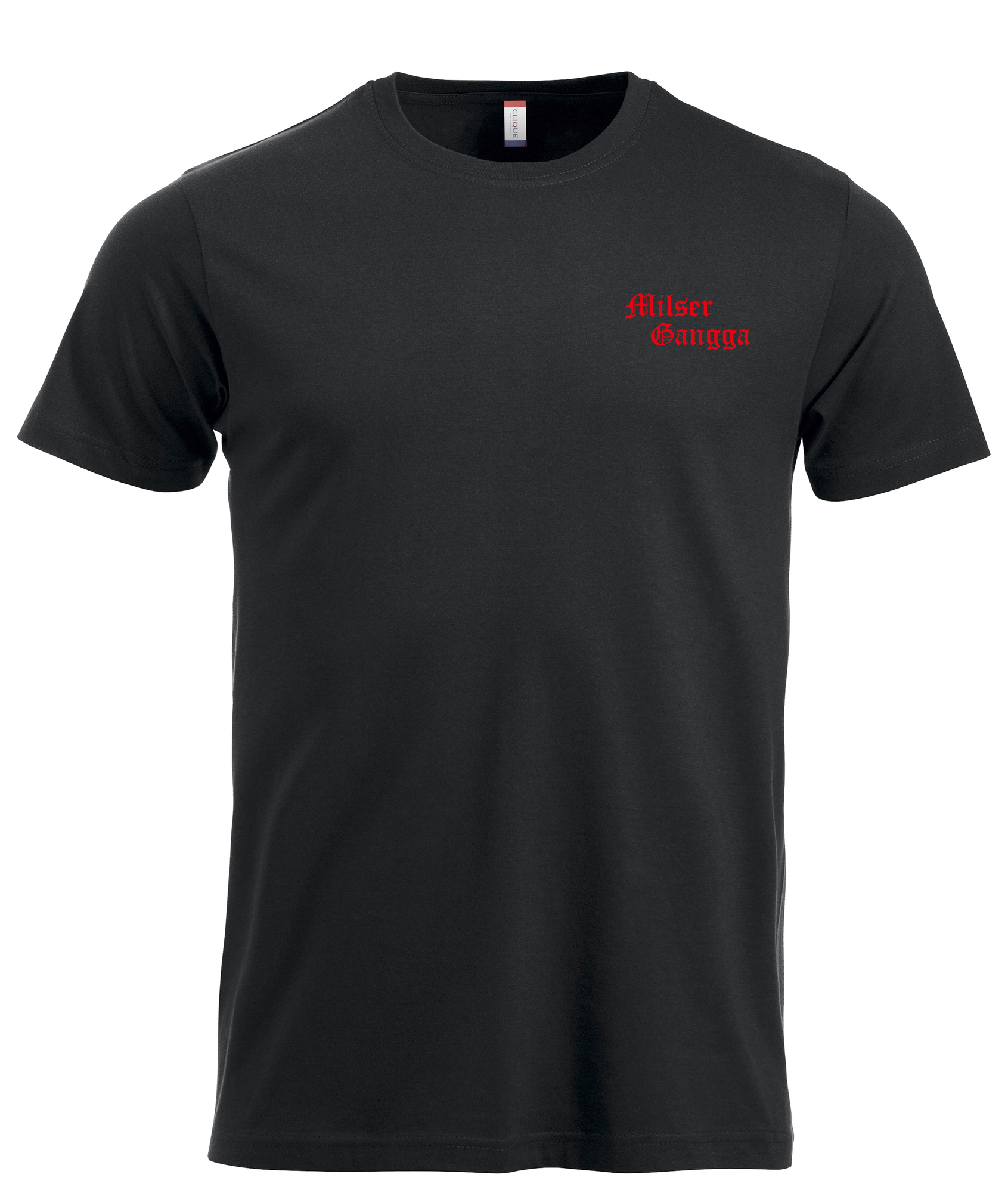 Baumwoll T-Shirt Milser Gangga in Schwarz mit Gangga-Logo, Vorderansicht