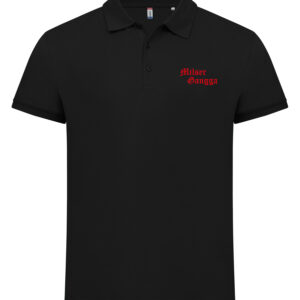 Polo Milser Gangga in Schwarz mit Gangga-Logo, Vorderansicht