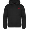 Hoody mit Kapuze Milser Gangga in Schwarz mit Gangga-Logo, Vorderansicht