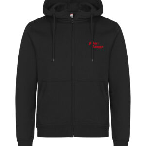 Hoody mit Reißverschluss Milser Gangga in Schwarz mit Gangga-Logo, Vorderansicht