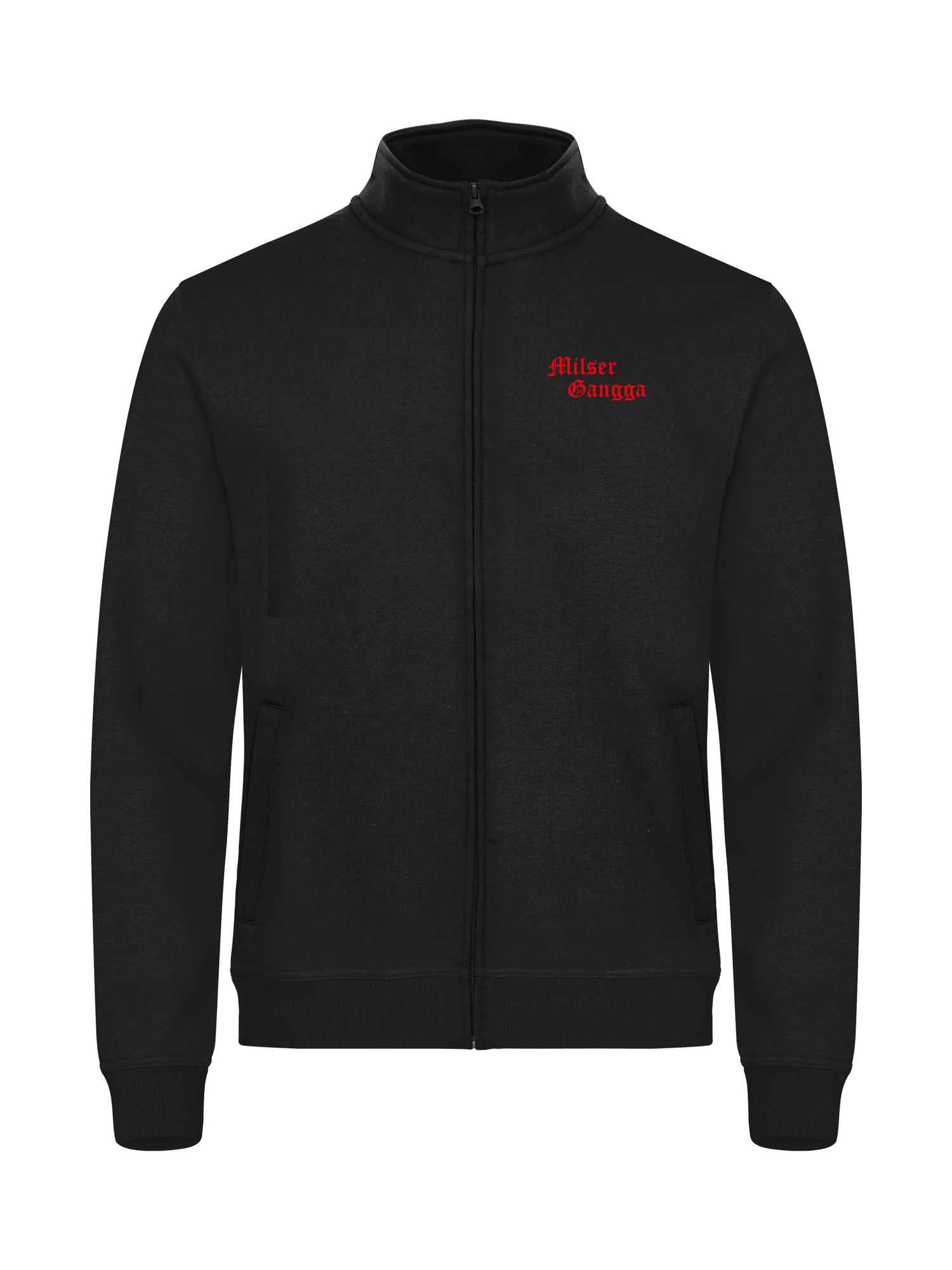 Pullover mit Reißverschluss Milser Gangga in Schwarz mit Gangga-Logo, Vorderansicht