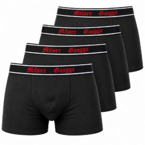 Boxer Shorts 4er Packung Milser Gangga in Schwarz mit Gangga-Logo auf dem Bund