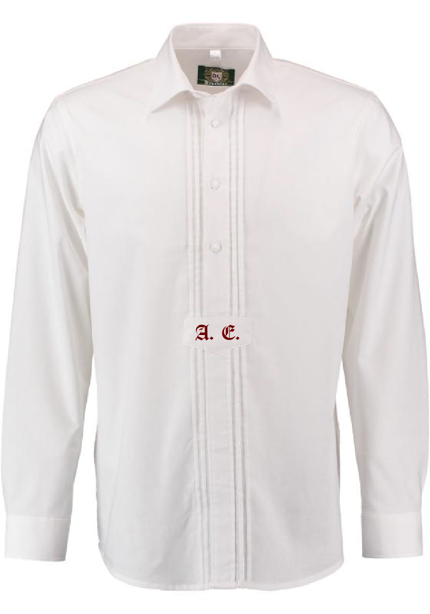 Trachtenhemd mit Initialen und Stehkragen AE-Werbetechnik