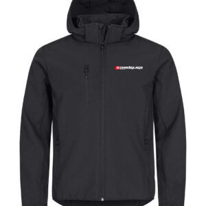 Schräglage Softshelljacke mit Schräglage-Logo auf der Brust, optionaler Startnummer auf dem Rücken, sportliche Motorsport-Softshelljacke für Damen und Herren, ideal für Alltag, Event und Rennstrecke.