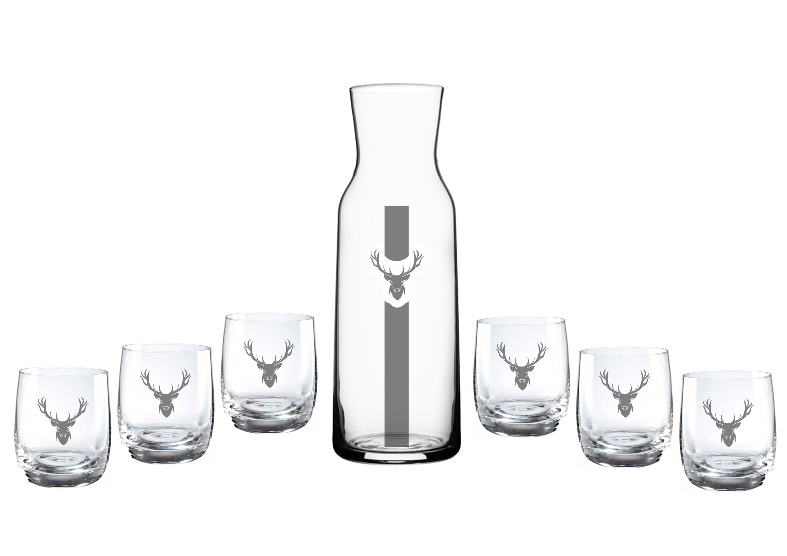 Wasserglas Set mit Hirsch ae-werbetechnik