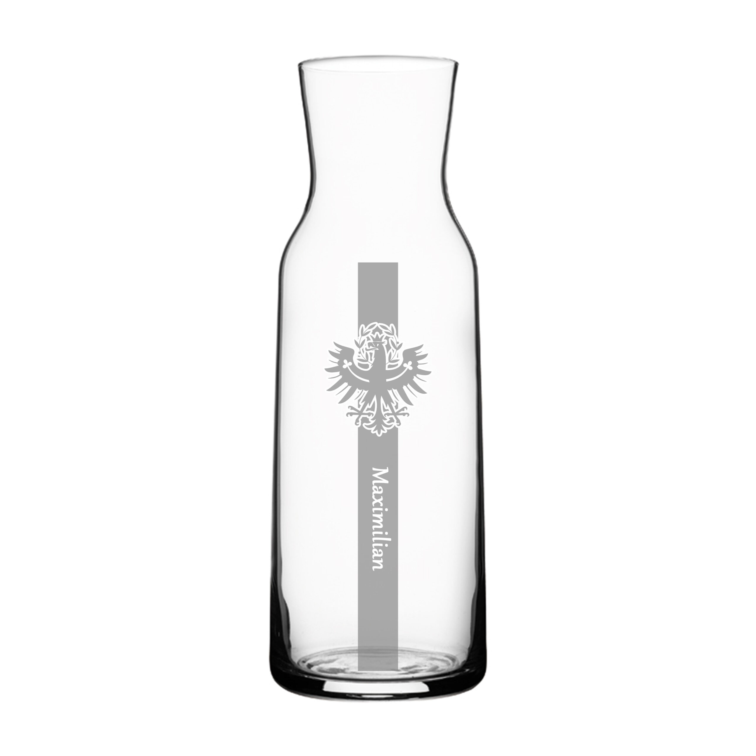 Wasserkaraffe mit Tiroler Adler und Name AE-Werbetechnik Wasserkaraffe mit Tiroler Adler und Name AE-Werbetechnik